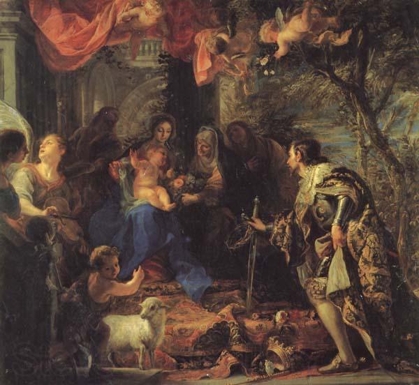 COELLO, Claudio The Adoration of the Holy Family by St.Louis.King of France,and Othe Saints Spain oil painting art